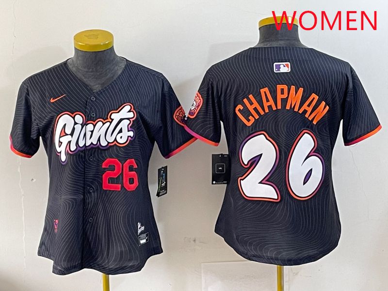Women San Francisco Giants #26 Chapman Black Joint Name Nike 2025 MLB Jersey style 4->women mlb jersey->Women Jersey